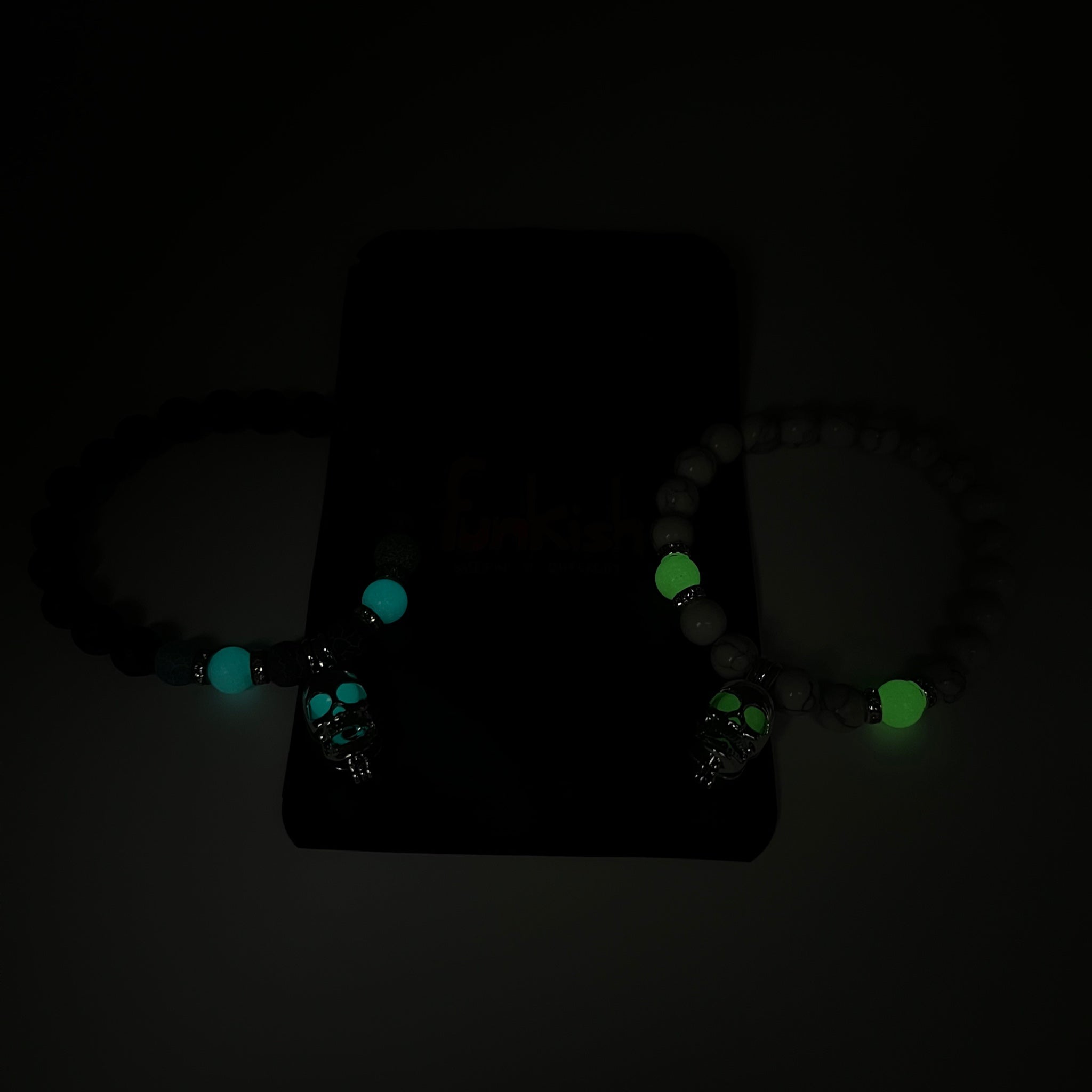 Glow Skull Bead Bracelets - Set of 2