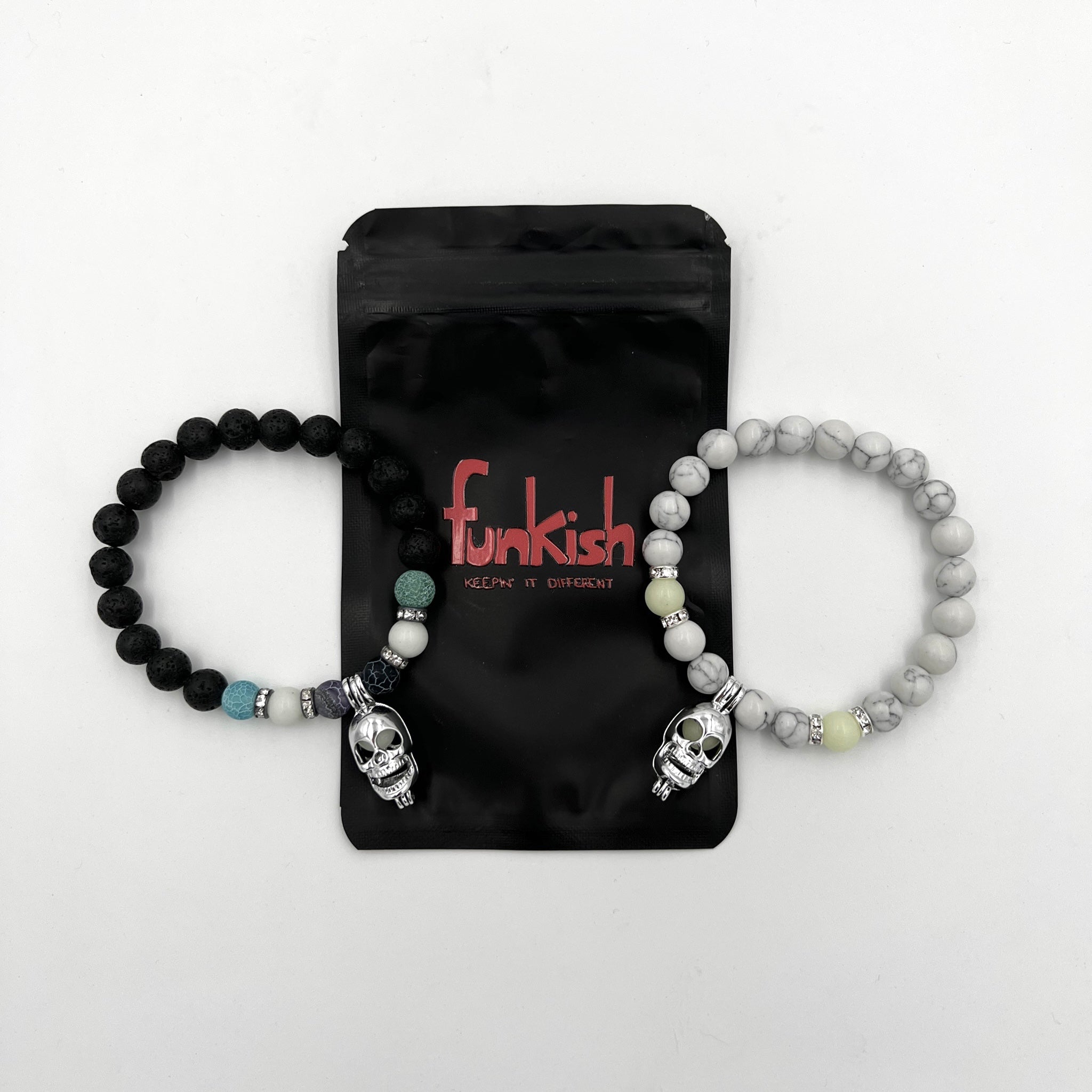 Glow Skull Bead Bracelets - Set of 2